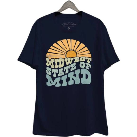 NEW LOTUS FASHION COLLECTION midwest state of mind graphic tee in navy - Picture 1 of 1